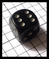 Dice : Dice - 6D Pipped - Black Opaque with Silver Pips - FA collection buy Dec 2010